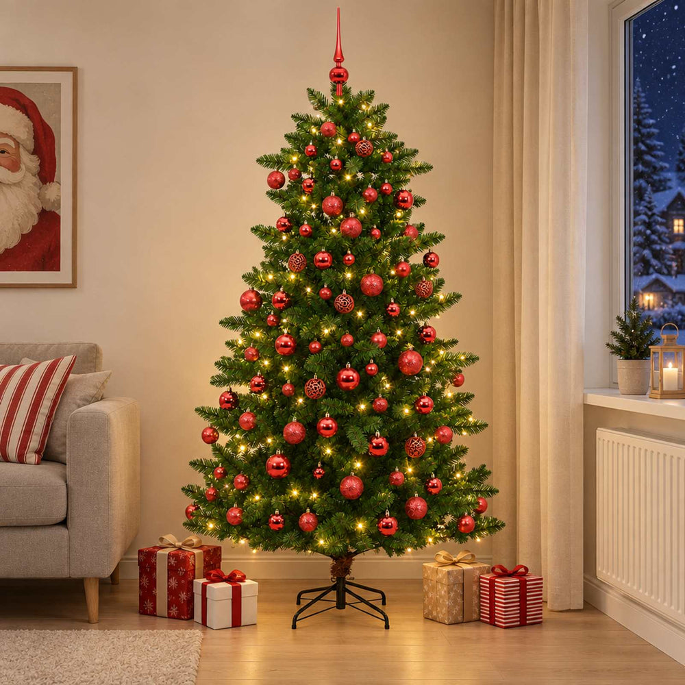 vidaXL Artificial Christmas Tree with Bauble 180 cm 300 LEDs