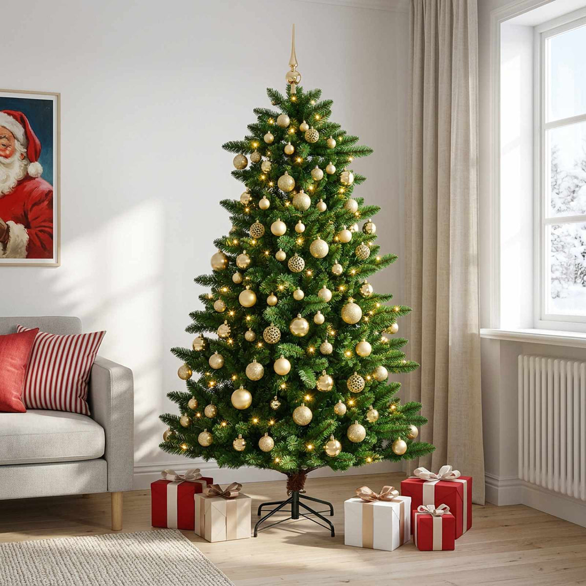 vidaXL Artificial Christmas Tree with Bauble 240 cm 300 LEDs 3