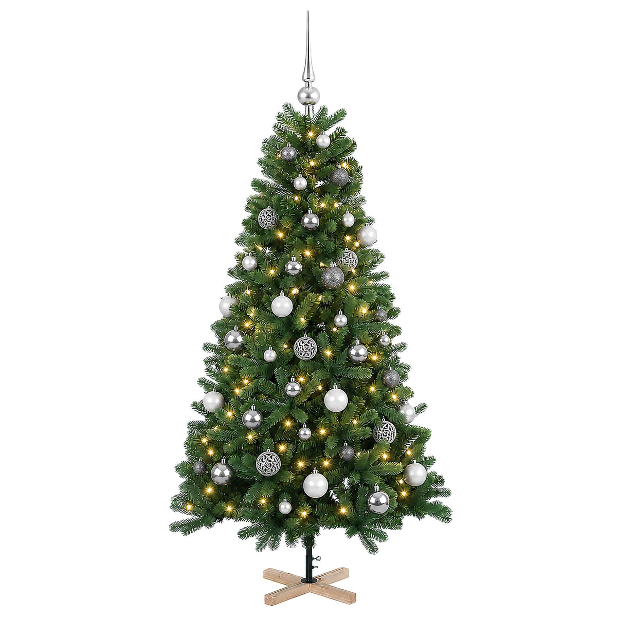 vidaXL Artificial Christmas Tree with Bauble 150 cm 150 LEDs 4