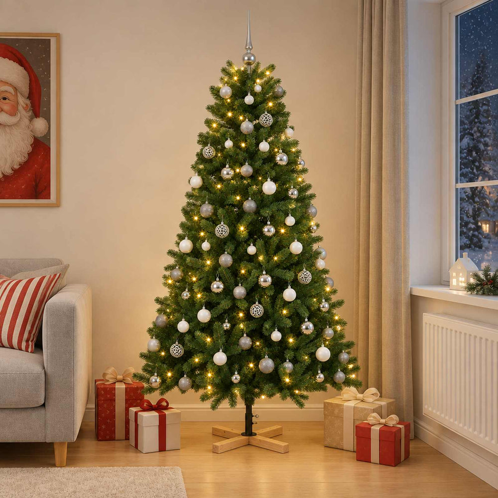 vidaXL Artificial Christmas Tree with Bauble 240 cm 300 LEDs
