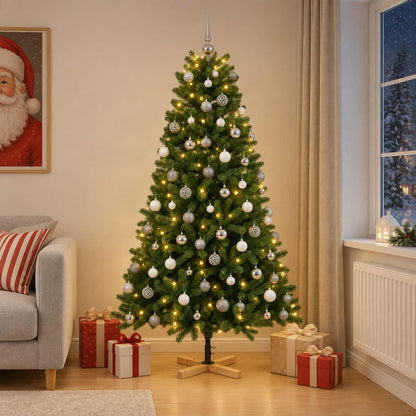 vidaXL Artificial Christmas Tree with Bauble 180 cm 300 LEDs 1