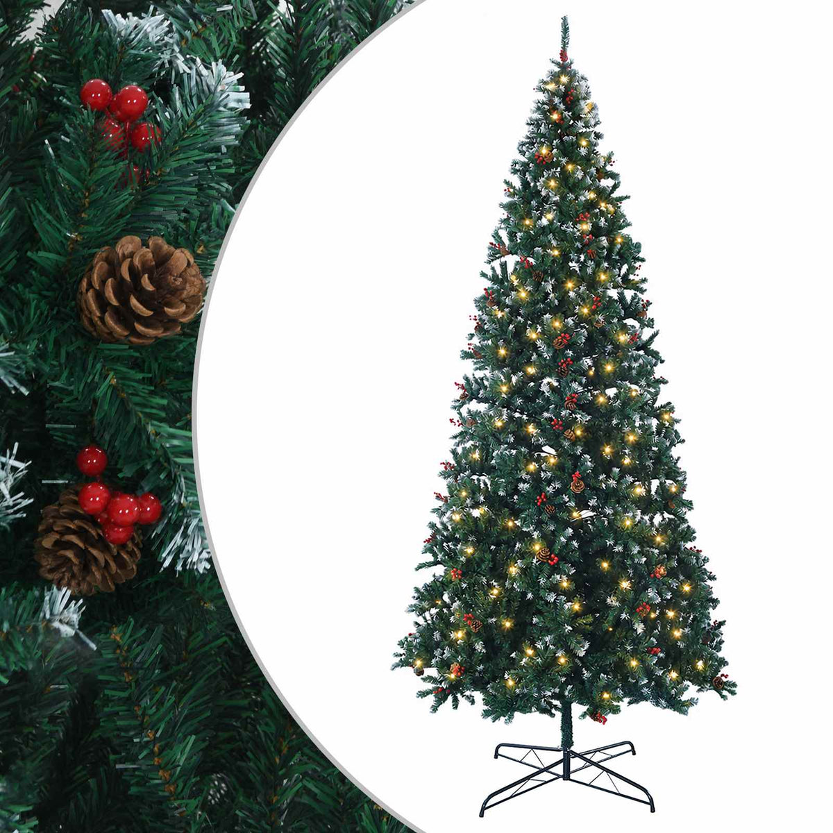 Artificial Hinged Christmas Tree with Bauble 600 LEDs 500 cm with LEDs