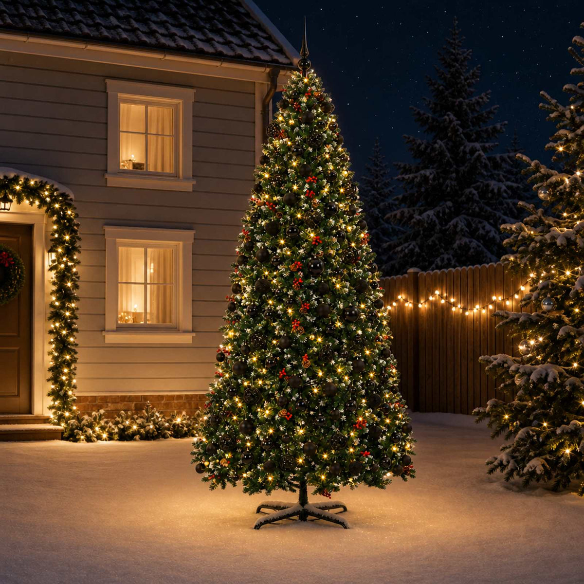 vidaXL Artificial Hinged Christmas Tree with Bauble 400 cm 600 LEDs 3