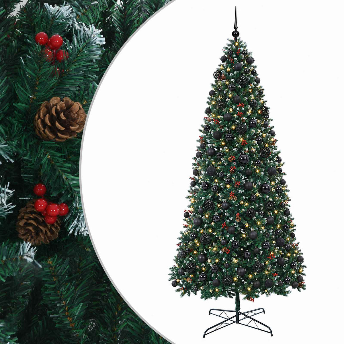 vidaXL Artificial Hinged Christmas Tree with Bauble 500 cm 900 LEDs 2