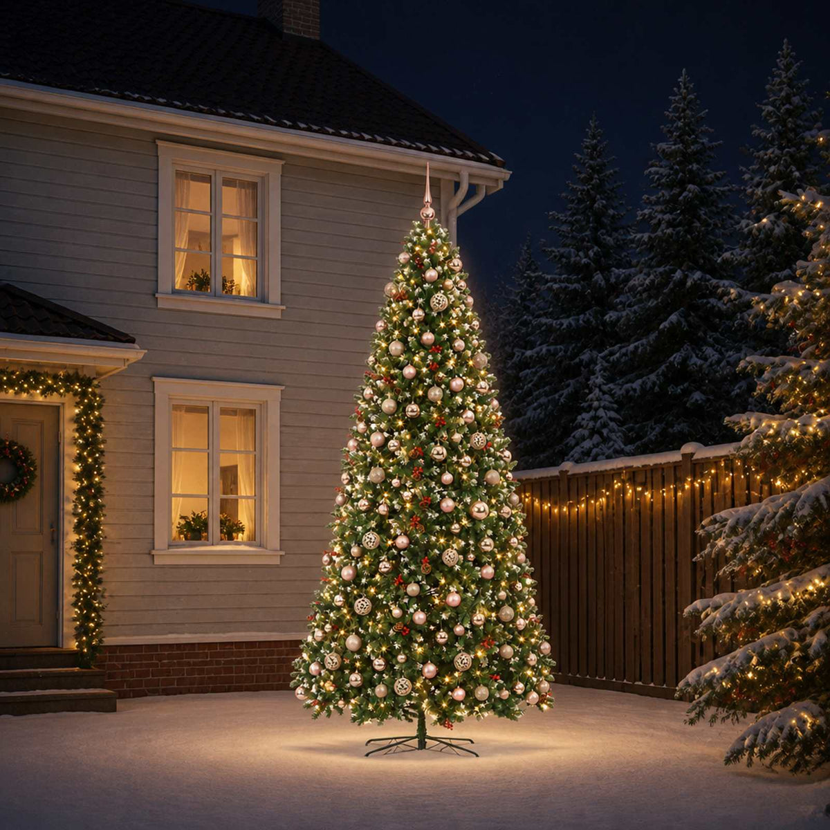 vidaXL Artificial Hinged Christmas Tree with Bauble 500 cm 900 LEDs 1