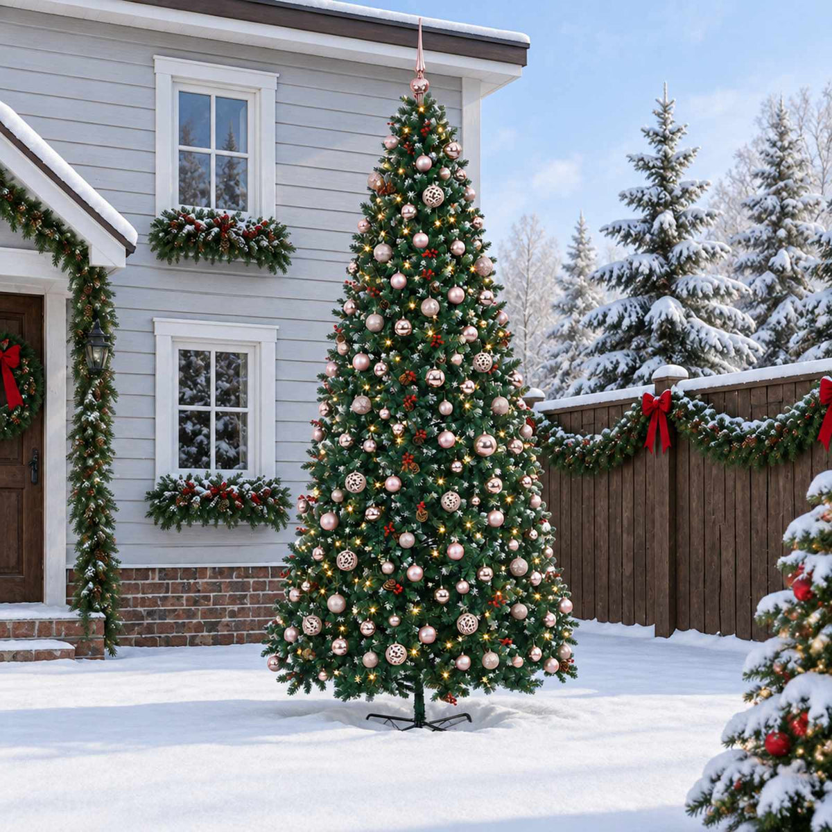 vidaXL Artificial Hinged Christmas Tree with Bauble 400 cm 600 LEDs 3