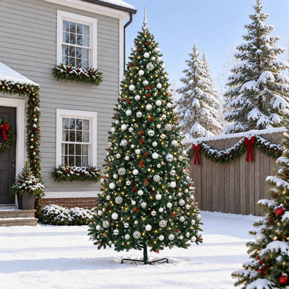 vidaXL Artificial Hinged Christmas Tree with Bauble 500 cm 900 LEDs 1