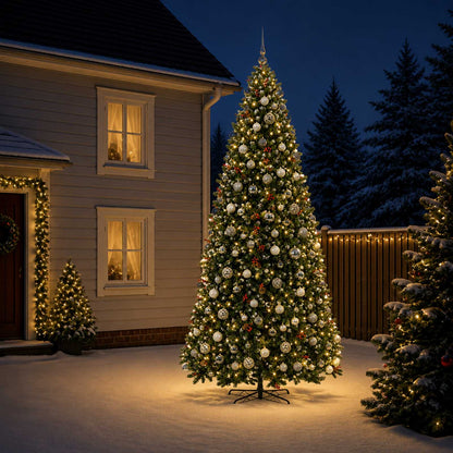 vidaXL Artificial Hinged Christmas Tree with Bauble 500 cm 900 LEDs 3