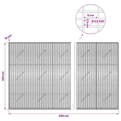 vidaXL Gabion with 3.5 mm Wire and 5x2.5 cm Mesh 950x10x150 cm 6