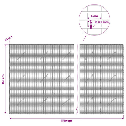 vidaXL Gabion with 3.5 mm Wire and 5x2.5 cm Mesh 1150x10x150 cm 6