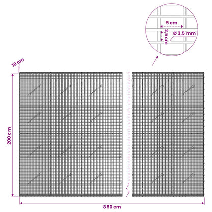 vidaXL Gabion with 3.5 mm Wire and 5x2.5 cm Mesh 850x10x200 cm 6