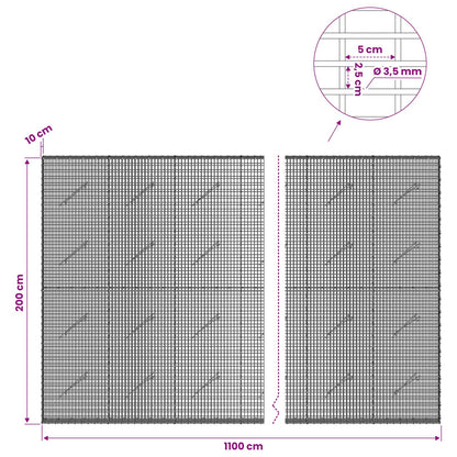 Gabion with 3.5 mm Wire and 5x2.5 cm Mesh 1050x10x200 cm 1100 cm