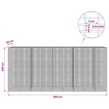 vidaXL Gabion with 3.5 mm Wire and 5x2.5 cm Mesh 450x20x200 cm 6