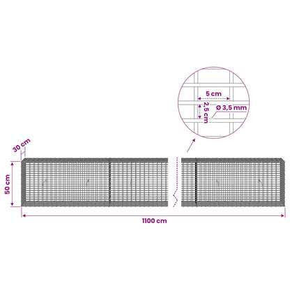 Gabion with 3.5 mm Wire and 5x2.5 cm Mesh 1050x30x50 cm 1100 cm
