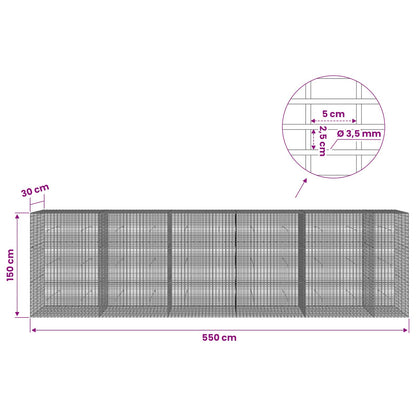 vidaXL Gabion with 3.5 mm Wire and 5x2.5 cm Mesh 550x30x150 cm 6