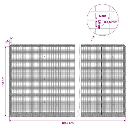 vidaXL Gabion with 3.5 mm Wire and 5x2.5 cm Mesh 1050x30x150 cm 6
