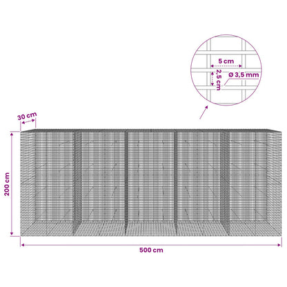 vidaXL Gabion with 3.5 mm Wire and 5x2.5 cm Mesh 500x30x200 cm 6