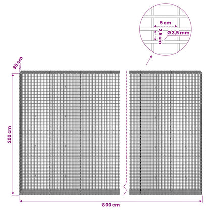 vidaXL Gabion with 3.5 mm Wire and 5x2.5 cm Mesh 800x30x200 cm 6