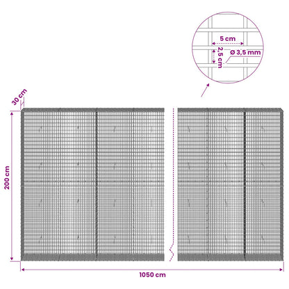 vidaXL Gabion with 3.5 mm Wire and 5x2.5 cm Mesh 1050x30x200 cm 6