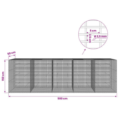 vidaXL Gabion with 3.5 mm Wire and 5x2.5 cm Mesh 500x50x150 cm 6