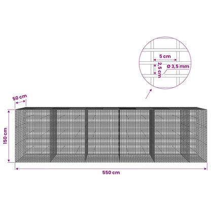 vidaXL Gabion with 3.5 mm Wire and 5x2.5 cm Mesh 550x50x150 cm 6
