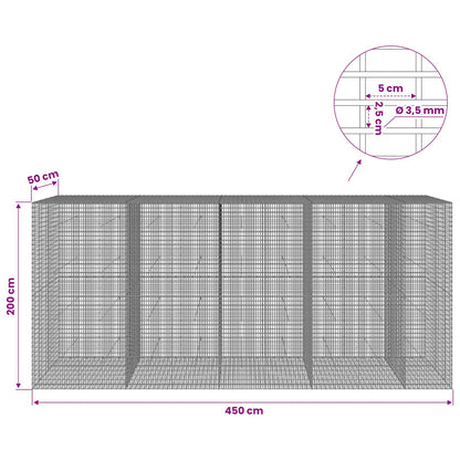 vidaXL Gabion with 3.5 mm Wire and 5x2.5 cm Mesh 450x50x200 cm 6