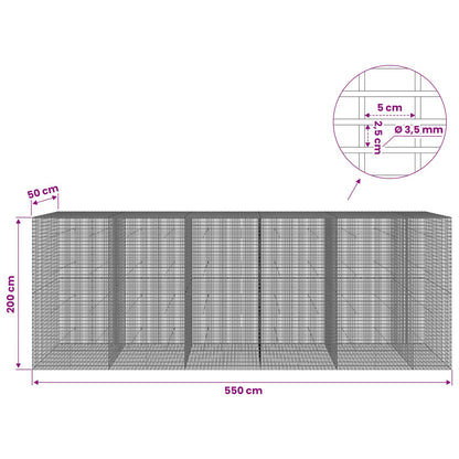 vidaXL Gabion with 3.5 mm Wire and 5x2.5 cm Mesh 550x50x200 cm 6
