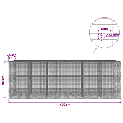 vidaXL Gabion with 3.5 mm Wire and 5x2.5 cm Mesh 600x50x200 cm 6