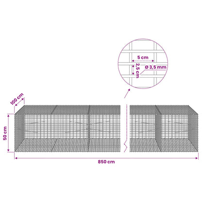vidaXL Gabion with 3.5 mm Wire and 5x2.5 cm Mesh 850x100x50 cm 6