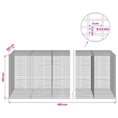vidaXL Gabion with 3.5 mm Wire and 5x2.5 cm Mesh 450x100x100 cm 6