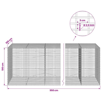 vidaXL Gabion with 3.5 mm Wire and 5x2.5 cm Mesh 950x100x100 cm 6