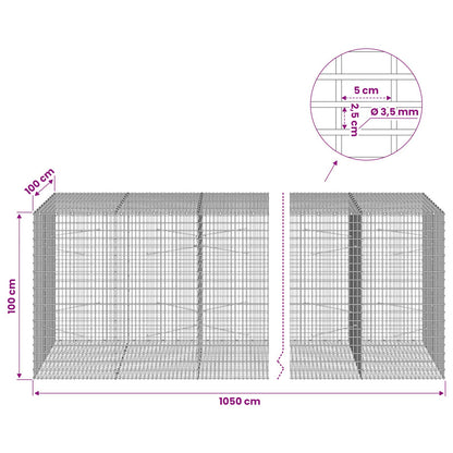 vidaXL Gabion with 3.5 mm Wire and 5x2.5 cm Mesh 1050x100x100 cm 6