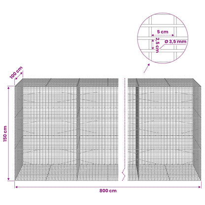 vidaXL Gabion with 3.5 mm Wire and 5x2.5 cm Mesh 800x100x150 cm 6