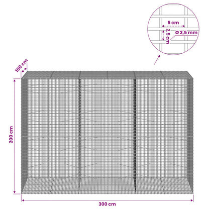 vidaXL Gabion with 3.5 mm Wire and 5x2.5 cm Mesh 300x100x200 cm 6