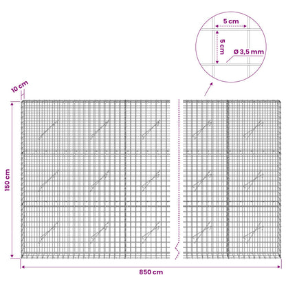 vidaXL Gabion with 3.5 mm Wire and 5x5 cm Mesh 850x10x150 cm 6