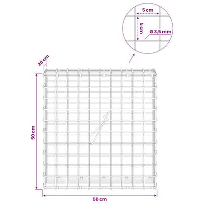 Gabion with 3.5 mm Wire and 5x5 cm Mesh 50x20x50 cm 50 cm