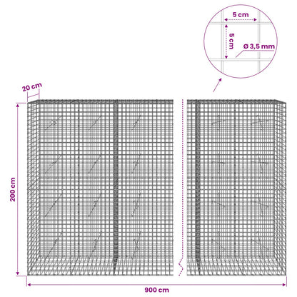 vidaXL Gabion with 3.5 mm Wire and 5x5 cm Mesh 900x20x200 cm 6