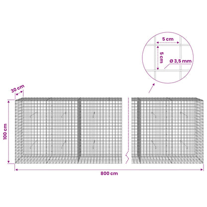vidaXL Gabion with 3.5 mm Wire and 5x5 cm Mesh 800x30x100 cm 6
