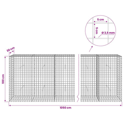 vidaXL Gabion with 3.5 mm Wire and 5x5 cm Mesh 1050x30x100 cm 6