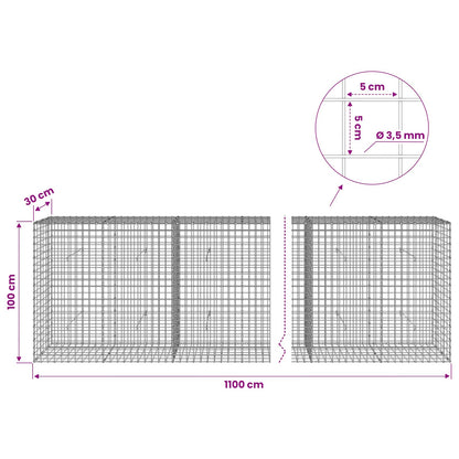 vidaXL Gabion with 3.5 mm Wire and 5x5 cm Mesh 1100x30x100 cm 6