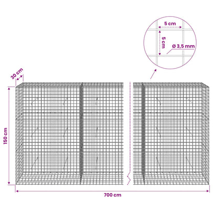 vidaXL Gabion with 3.5 mm Wire and 5x5 cm Mesh 700x30x150 cm 6