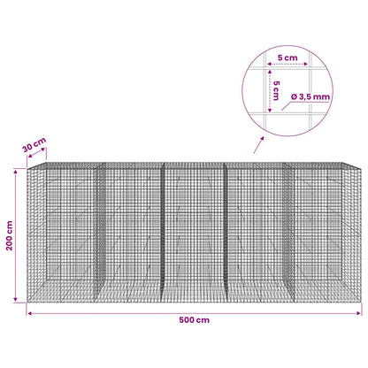 vidaXL Gabion with 3.5 mm Wire and 5x5 cm Mesh 500x30x200 cm 6