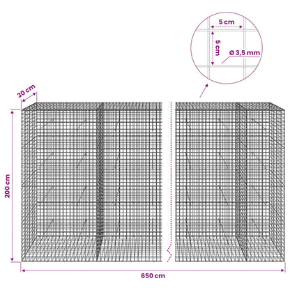 vidaXL Gabion with 3.5 mm Wire and 5x5 cm Mesh 650x30x200 cm 6