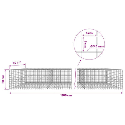 vidaXL Gabion with 3.5 mm Wire and 5x5 cm Mesh 1200x50x50 cm 6