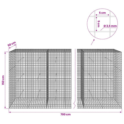 vidaXL Gabion with 3.5 mm Wire and 5x5 cm Mesh 700x50x150 cm 6