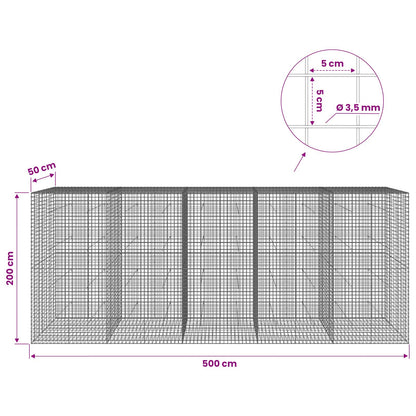 vidaXL Gabion with 3.5 mm Wire and 5x5 cm Mesh 500x50x200 cm 6