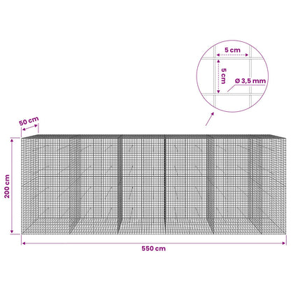 vidaXL Gabion with 3.5 mm Wire and 5x5 cm Mesh 550x50x200 cm 6