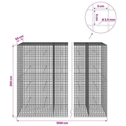 vidaXL Gabion with 3.5 mm Wire and 5x5 cm Mesh 1050x50x200 cm 6