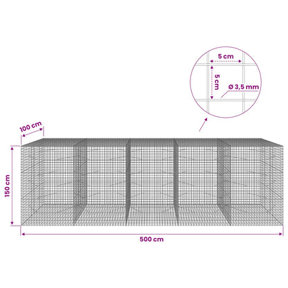 vidaXL Gabion with 3.5 mm Wire and 5x5 cm Mesh 500x100x150 cm 6