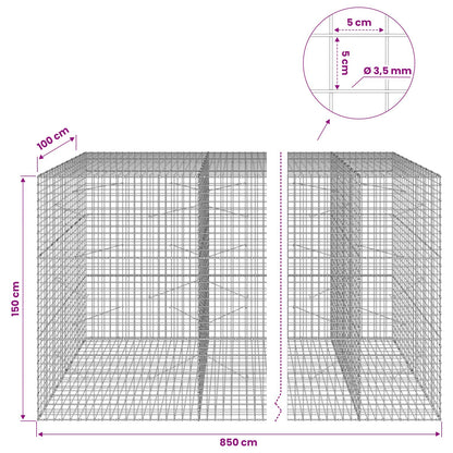 vidaXL Gabion with 3.5 mm Wire and 5x5 cm Mesh 850x100x150 cm 6